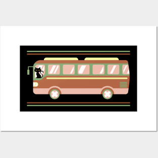 Retro Cat Driving a Bus Mask T-Shirt iPhone Sweatshirt Posters and Art